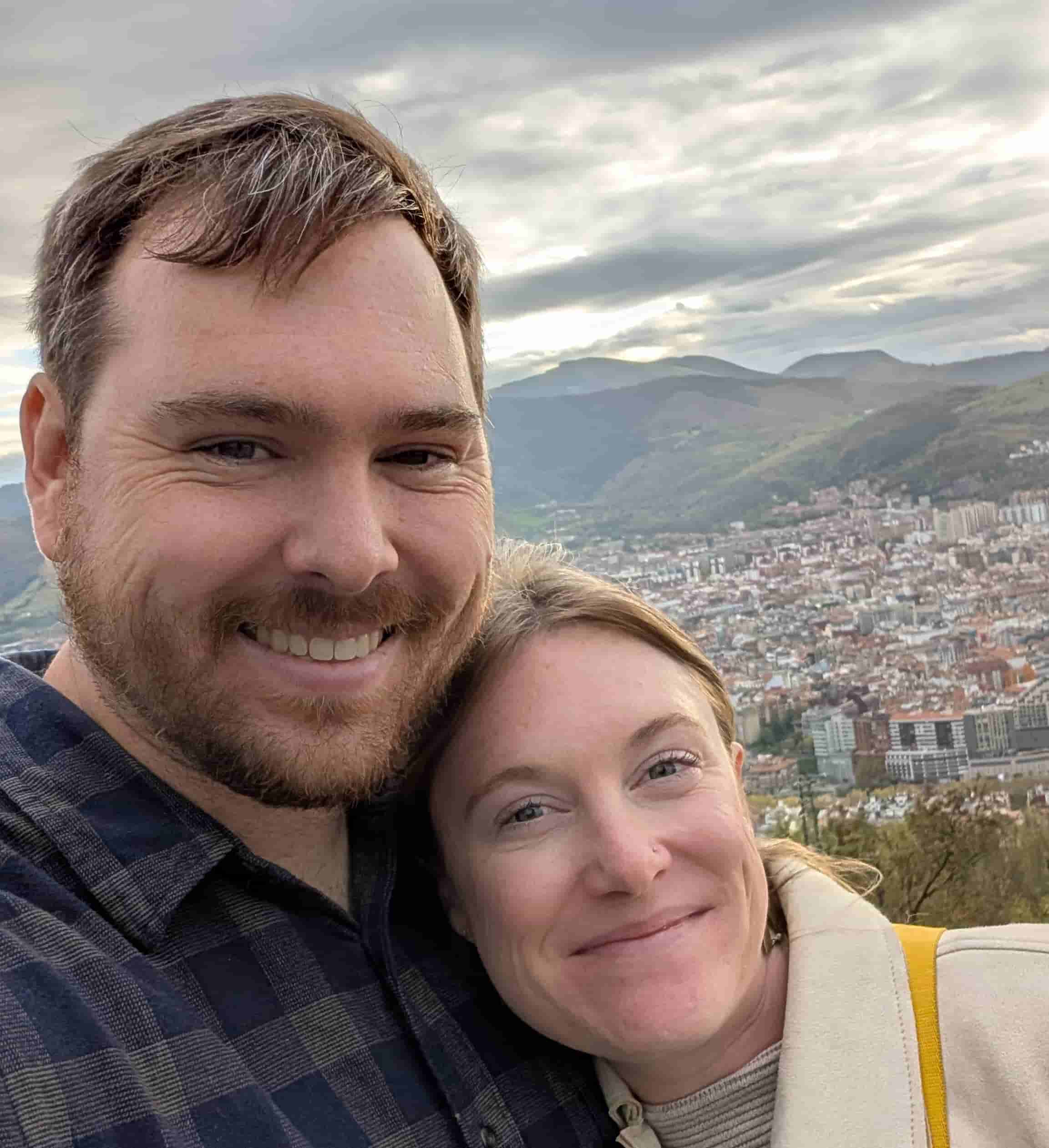 Jenny and I, sunset over Bilbao.
